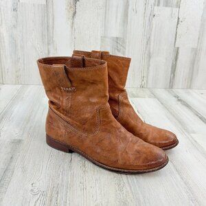 Frye Anna Shortie Tan Leather Western Mini Boot Womens Size 10